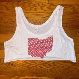 White Ohio State Cropped Tank Top